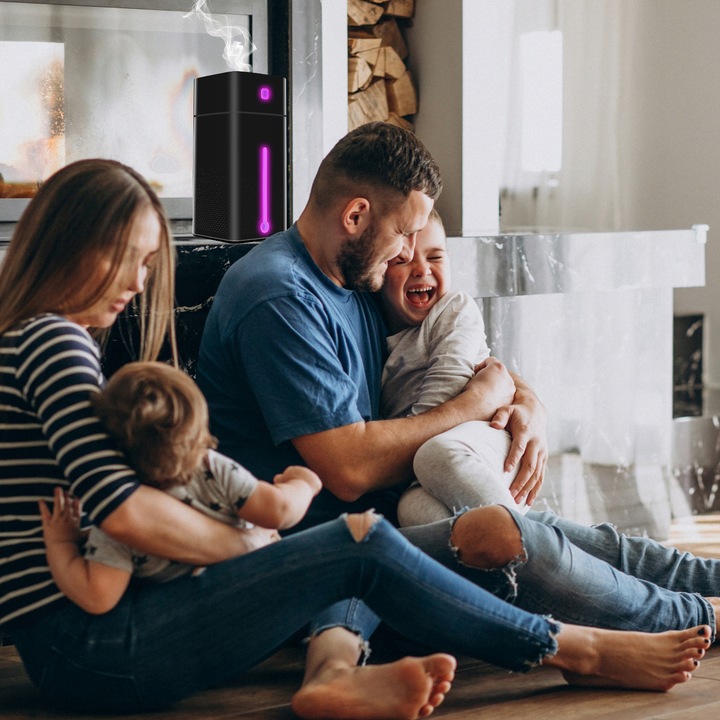 NAWILŻACZ POWIETRZA DYFUZOR ZAPACHOWY AROMATERAPIA LAMPKA LED CZARNY