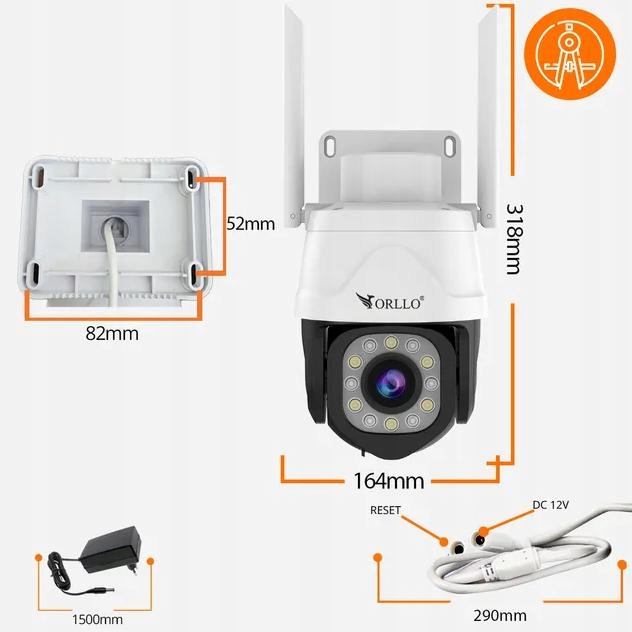 Kamera IP ORLLO Z17 PRO 4K zewnętrzna obrotowa GSM na kartę SIM 8MPx