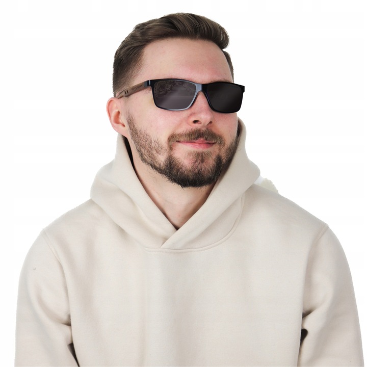 OKULARY PRZECIWSŁONECZNE męskie POLARYZACYJNE drewniane NERDY UV400 +