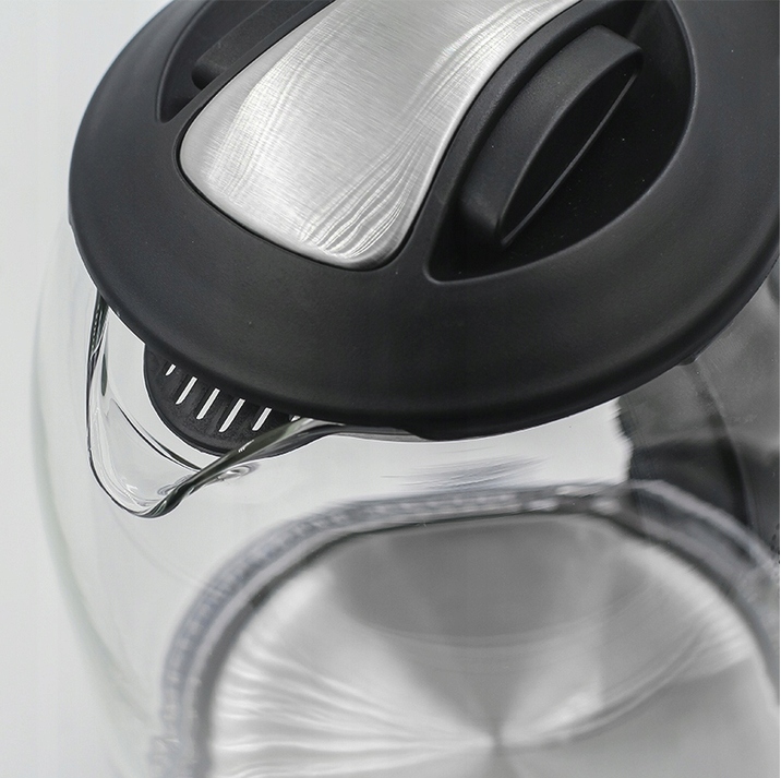 BEZPRZEWODOWY CZAJNIK ELEKTRYCZNY SZKLANY LED 1,7L CZARNY MOCNY