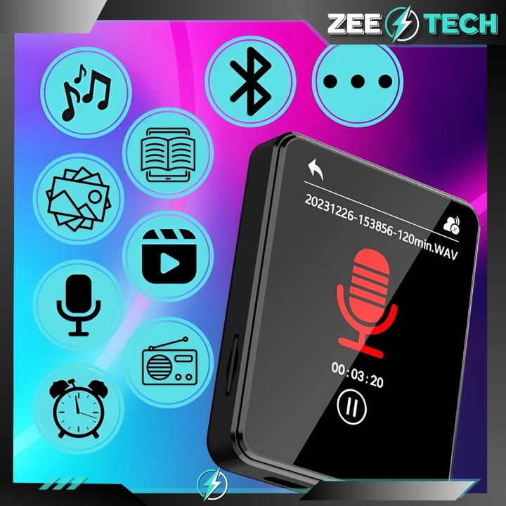 ODTWARZACZ MP3 MP4 32GB BLUETOOTH GŁOŚNIK PL MENU RADIO DYKTAFON