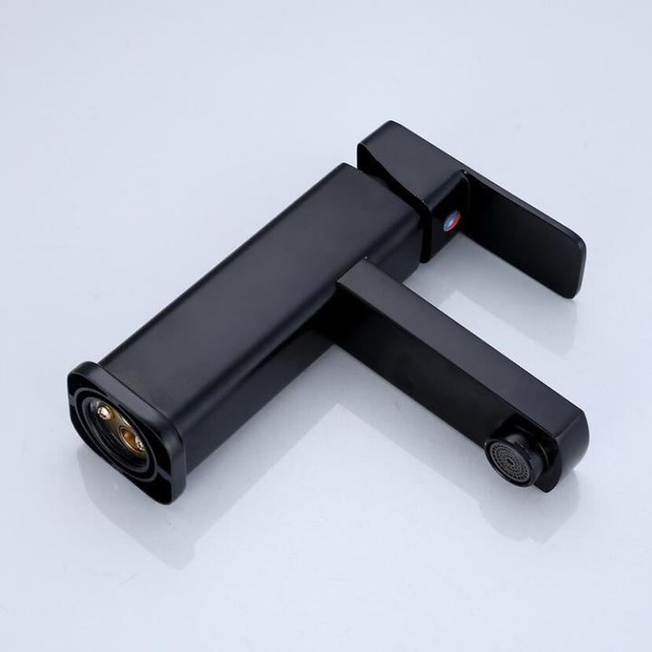 BATERIA ŁAZIENKOWA UMYWALKOWA KRAN DO UMYWALKI NISKI NABLATOWY CZARNY