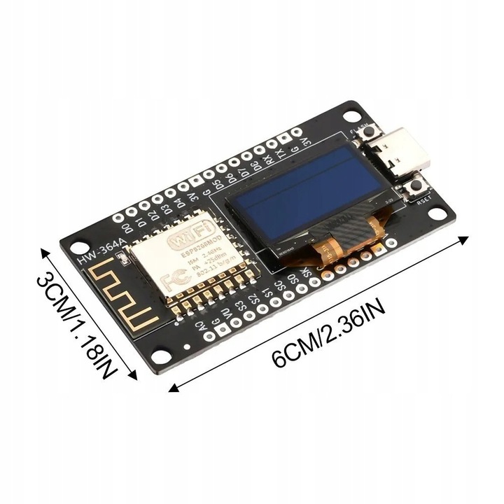 ESP8266 NODEMCU V3 OLED 0.96 128X64 Z USB-C DO ARDUINO IDE / MICROPYTHON