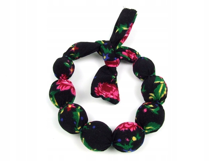 KORALE materiałowe góralskie czarne KOMPLET