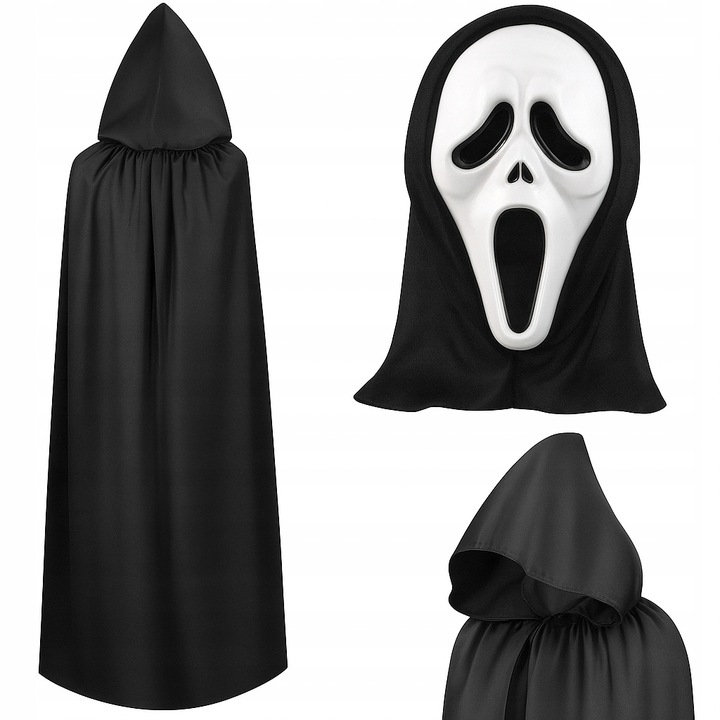 STRÓJ KOSTIUM HALLOWEEN MASKA KRZYK ŚMIERĆ PELERYNA DLA DOROSŁYCH