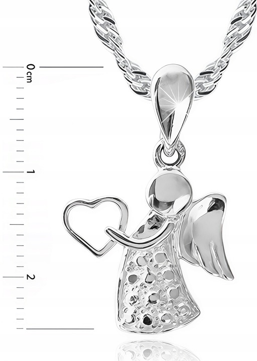 SREBRNY ŁAŃCUSZEK KOMUNIJNY I MEDALIK ANIOŁEK NA PREZENT DLA DZIEWCZYNKI