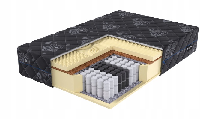 Materac 120x200 DARK exclusive H3 pocket stref MASUJĄCY kokos 24cm
