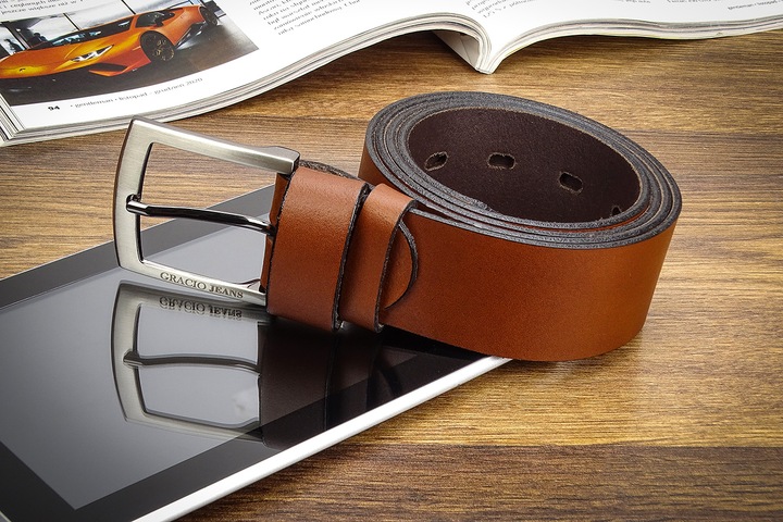 PASEK męski Gracio BRĄZ SZEROKI do spodni JEANS