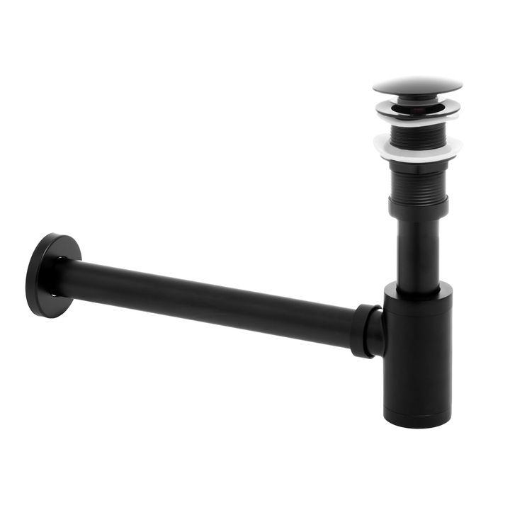 Korek klik klak czarny automatyczny bez przelewu z syfonem do umywalki YOKA