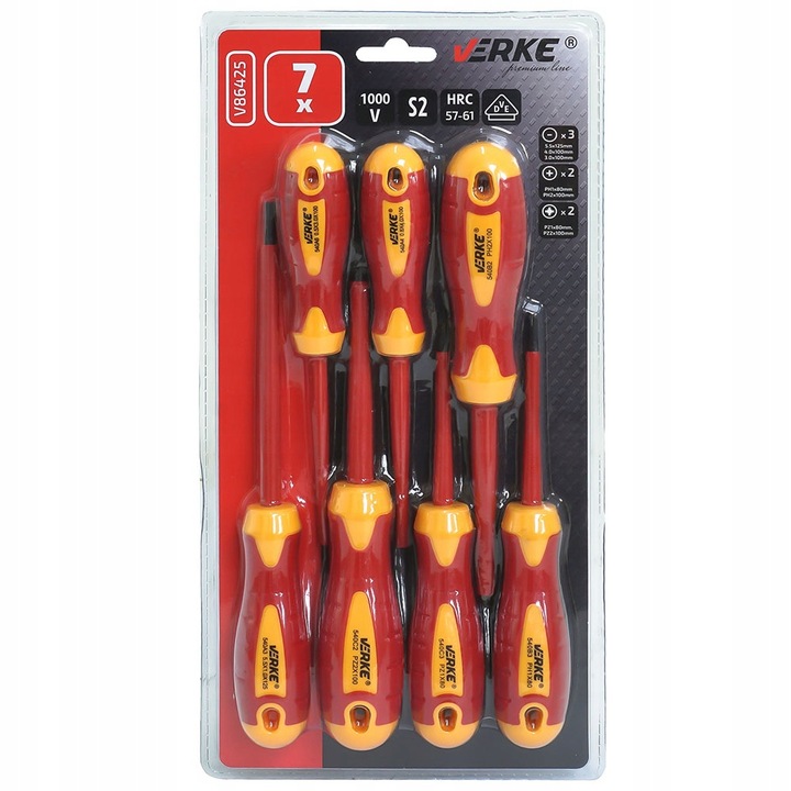 ZESTAW WKRĘTAKÓW WKRĘTAKI ŚRUBOKRĘTY IZOLOWANE DLA ELEKTRYKA 1000V 7