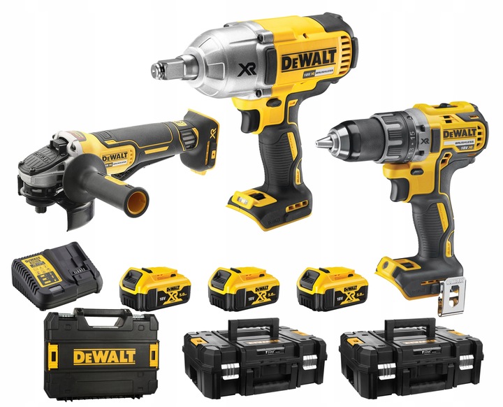 DEWALT ZESTAW COMBO DCD791 DCF899H DCG406 3xAKU