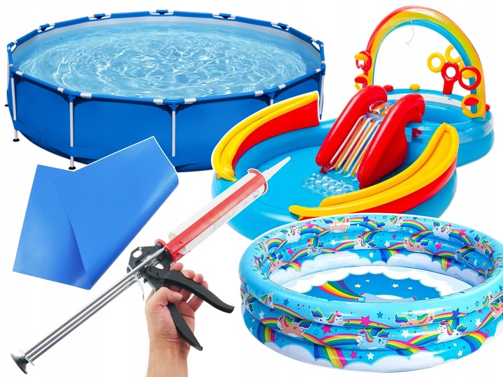 Klej polimerowy do basenów pontonów Duża łata 50x27cm Odtłuszczacz