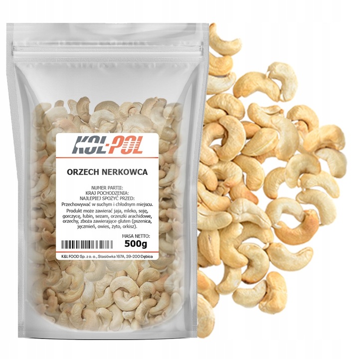 ORZECHY NERKOWCA 500g Całe nerkowce naturalne świeże wysoka jakość