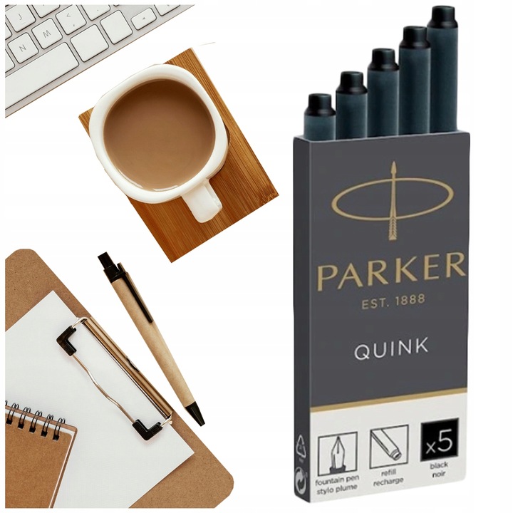 CZARNE NABOJE do PIÓRA atramentowe Nietoksyczne 5 sztuk PARKER DOBRA JAKOŚĆ