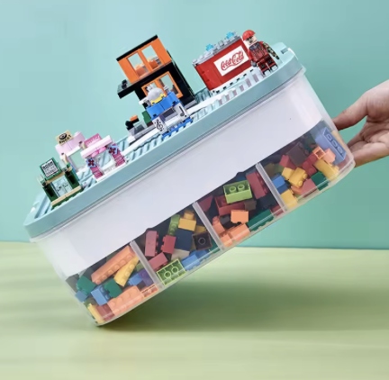 PUDEŁKO NA KLOCKI POJEMNIK NA LEGO PLASTIKOWE Z PRZEGRÓDKAMI 4 POZIOM dosmo