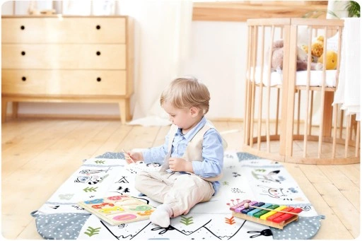 MATA EDUKACYJNA DLA NIEMOWLĄT INTERAKTYWNA RICOKIDS DUŻA SZARA + GRATIS