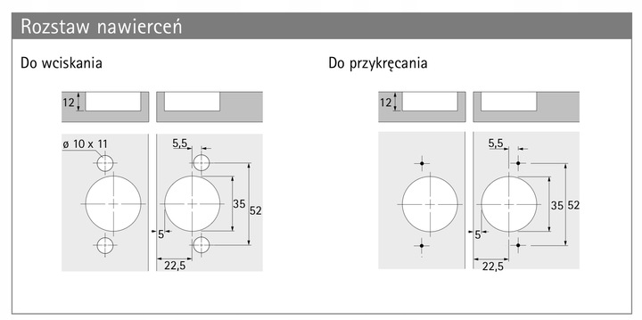 Zawias specjalny - zawias środkowy do drzwi składanych, przykręcany