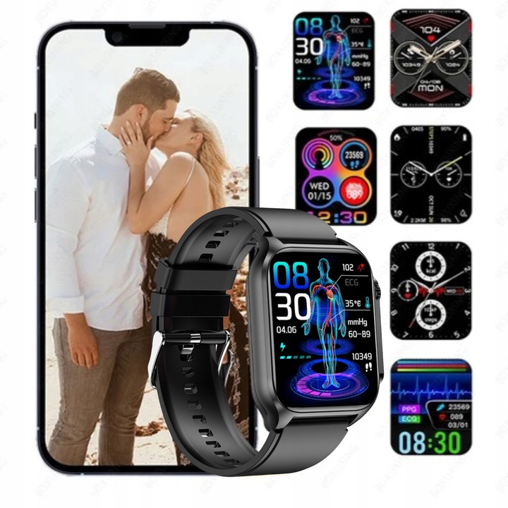 SMARTWATCH Z FUNKCJĄ POMIARU CUKRU GLUKOZA TK12 CIŚNIENIE MENU Polski WATCH