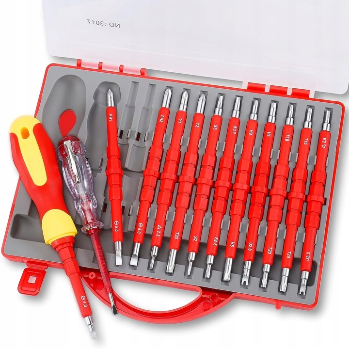 ZESTAW WKRĘTAKÓW ŚRUBOKRĘTY IZOLOWANE 25 rozmiarów + WALIZKA DLA