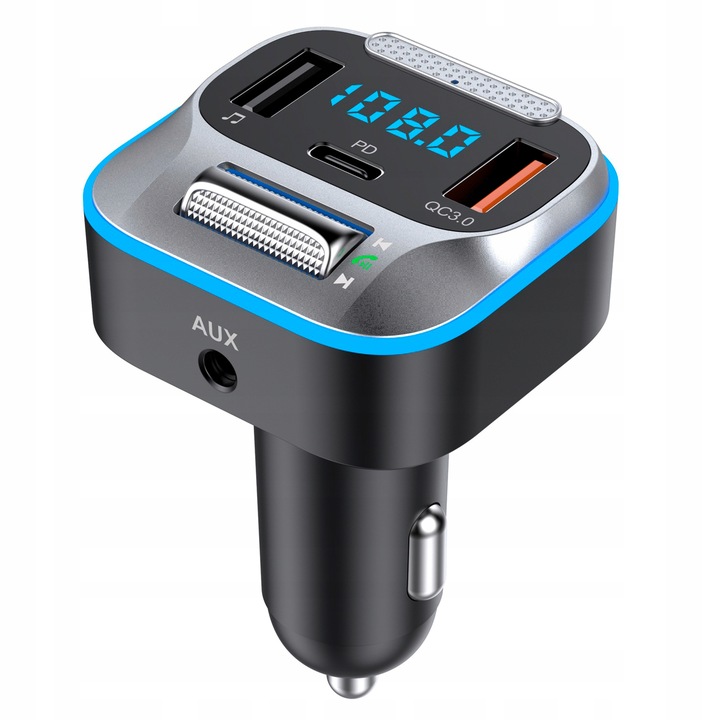 TRANSMITER ŁADOWARKA SAMOCHODOWA BLUETOOTH FM AUX JACK SAMOCHODOWY USB C