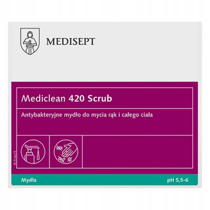 Mediclean 420 Scrub MEDISEPT Antybakteryjne mydło do mycia rąk i ciała 5L