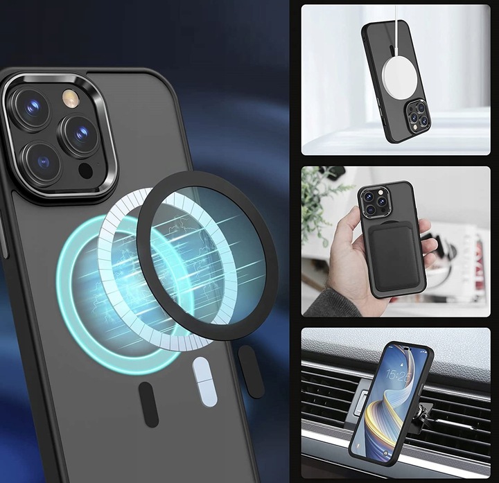 ETUI DO IPHONE 13 14 MAGSAFE PLECKI WZMACNIANE ANTI-SHOCK MATT CASE + SZKŁO