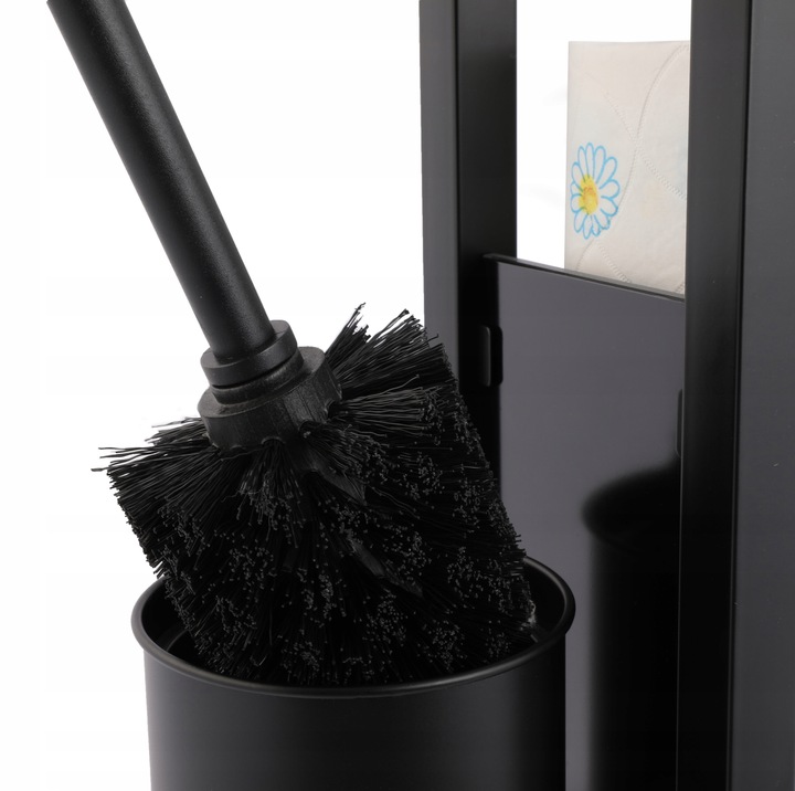 STOJAK na szczotkę WC + KOSZ na śmieci mały czarny zestaw łazienkowy