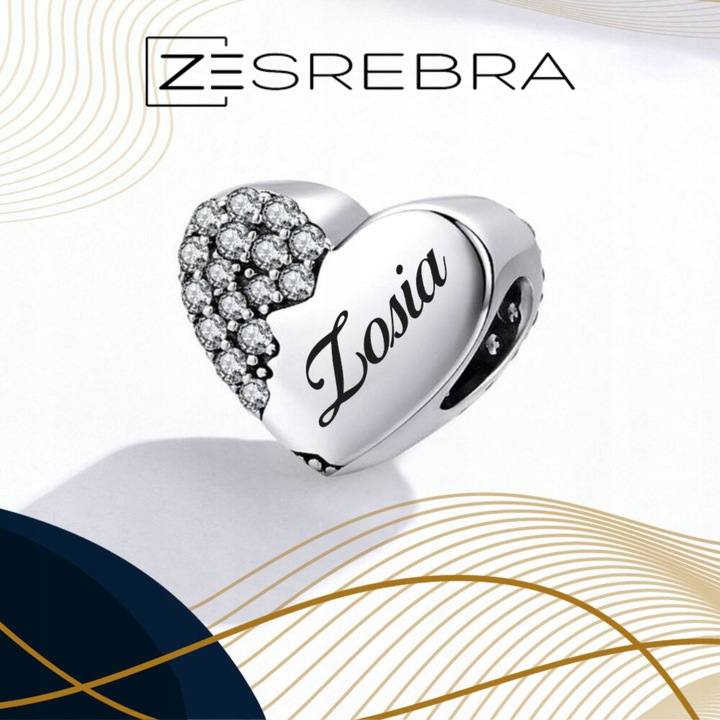 CHARMS srebrne SERCE GRAWER srebro koralik zawieszka charms 925 SERDUSZKO