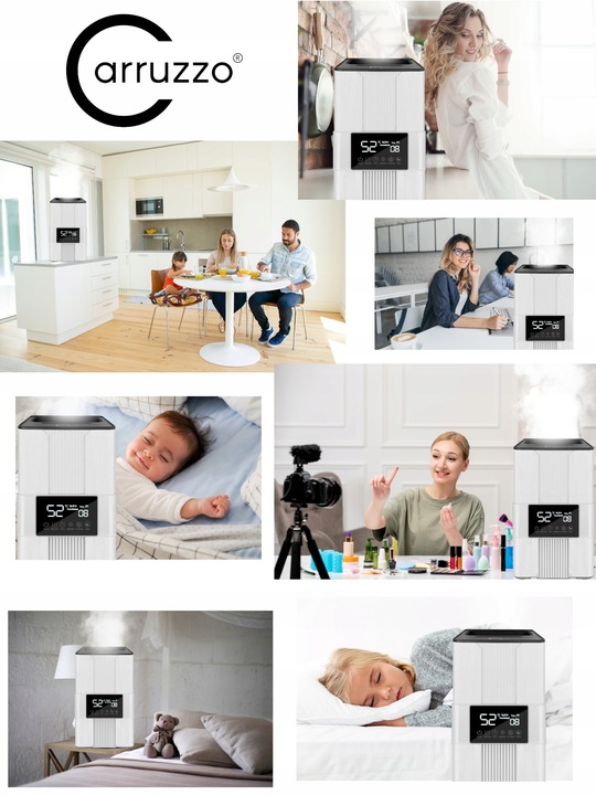 Nawilżacz powietrza AUTOMATYCZNY AROMATERAPIA 5w1 LCD +3 OLEJKI FILTR PILOT