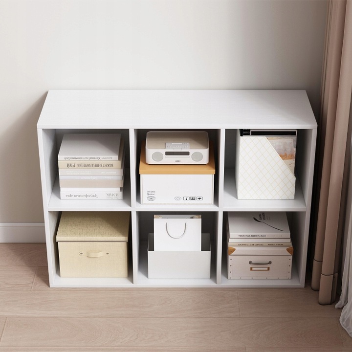 REGAŁ OTWARTY KOMODA KOSTKA 2x3 POJEMNY BIAŁY NA KSIĄŻKI BIUROWY