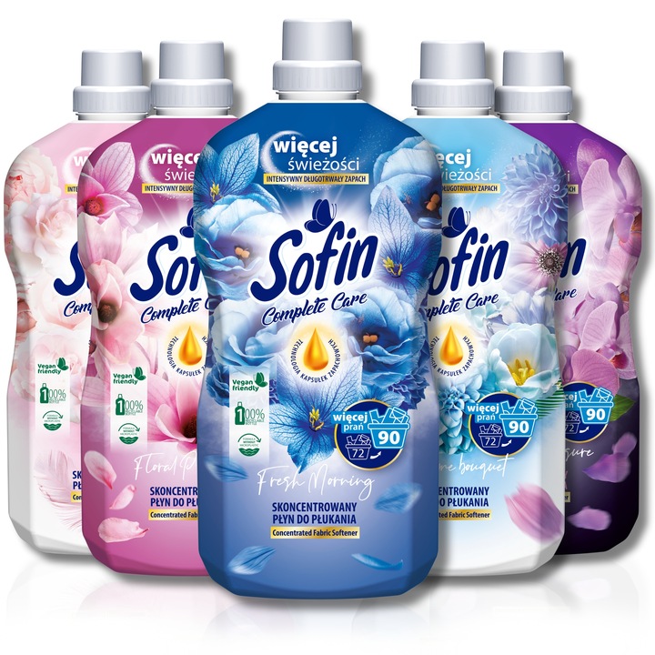 SOFIN Płyn do Płukania Tkanin Ochrona Kolorów Zestaw MIX 1,8l x5 (450