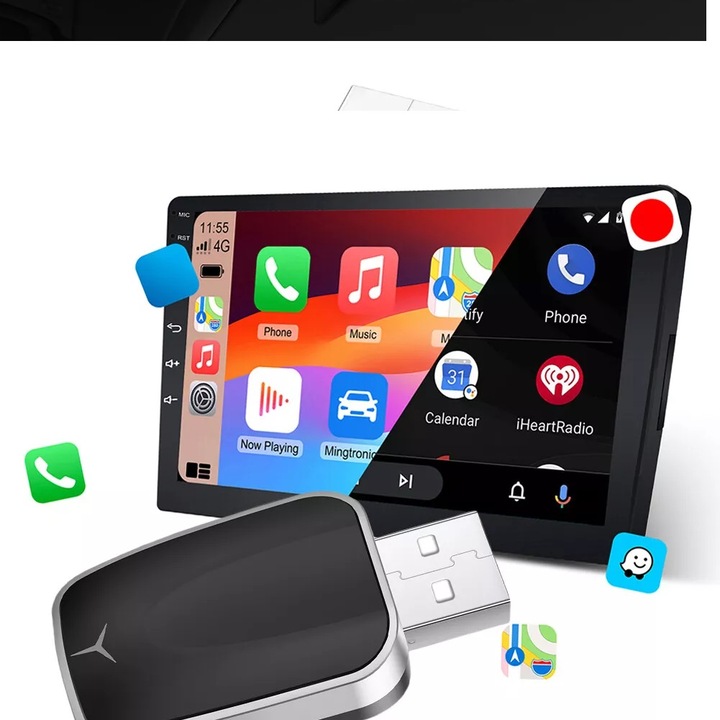 ADAPTER MODUŁ CARPLAY ANDROID AUTO BEZPRZEWODOWY WFI BT DLA IOS