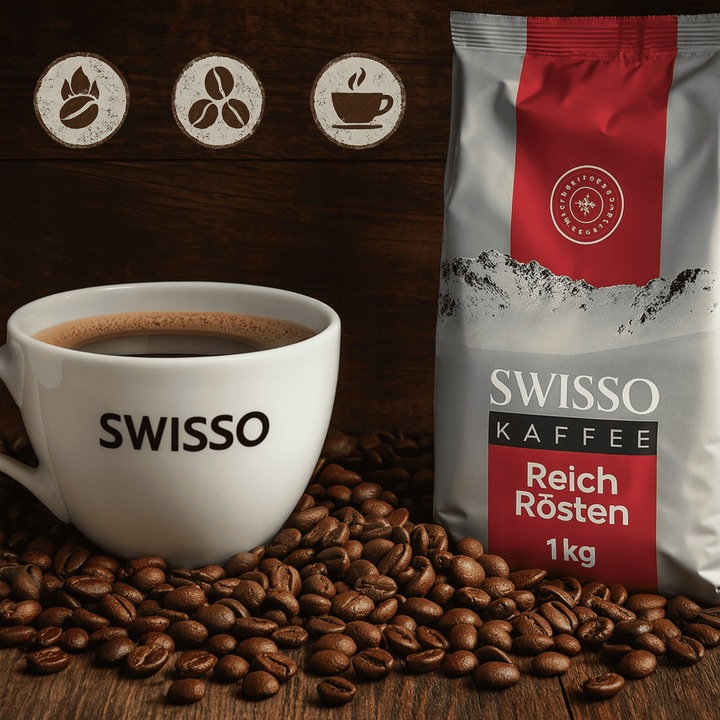 Kawa Ziarnista 100% Arabica 1kg - Swisso Kaffee - Aromatyczna -