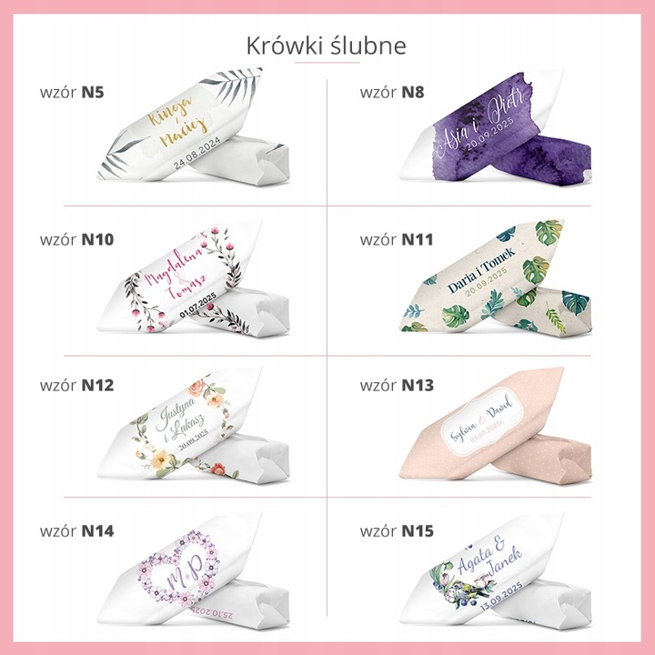 KRÓWKI PERSONALIZOWANE WESELE ŚLUB ROCZNICA 1 KG Podziękowanie dla Gości