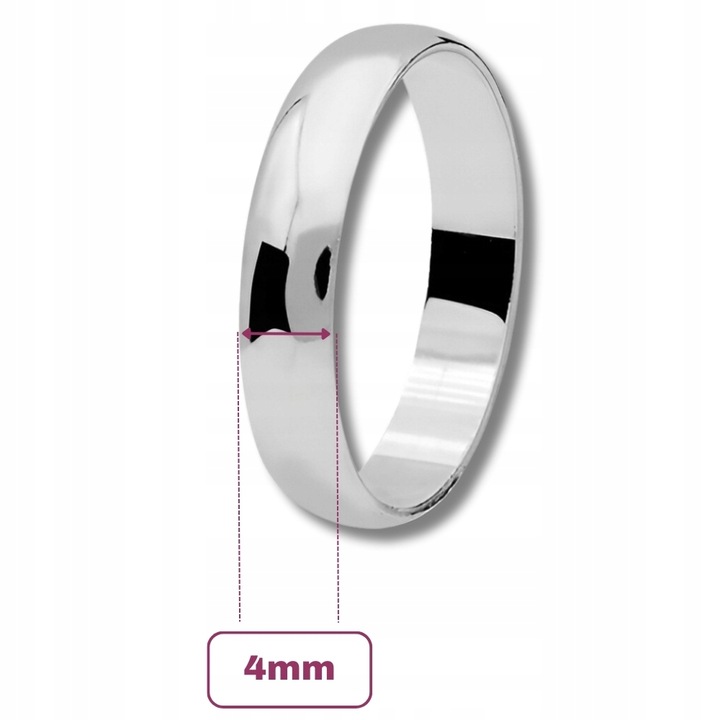 Pierścionek srebro pr. 925 Obrączka Polerowana Szerokość 4 mm | r. 13