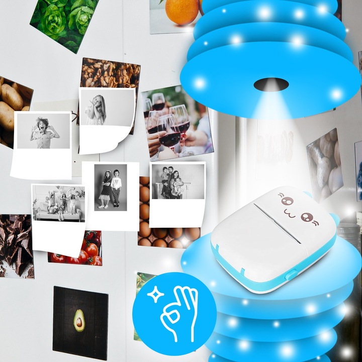 MINI DRUKARKA TERMICZNA DRUKUŚ ORYGINALNY PRZENOŚNA DO ZDJĘĆ KOTEK 11 ROLEK