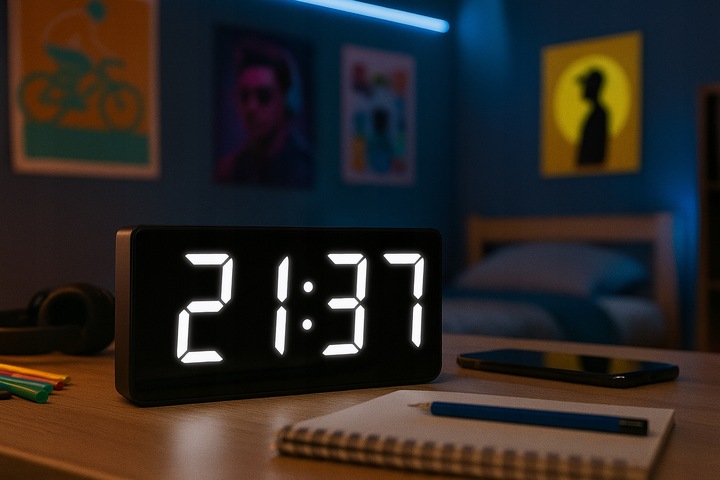 BUDZIK ELEKTRONICZNY ZEGAR LED CYFROWY STOJĄCY TERMOMETR ALARM DATA