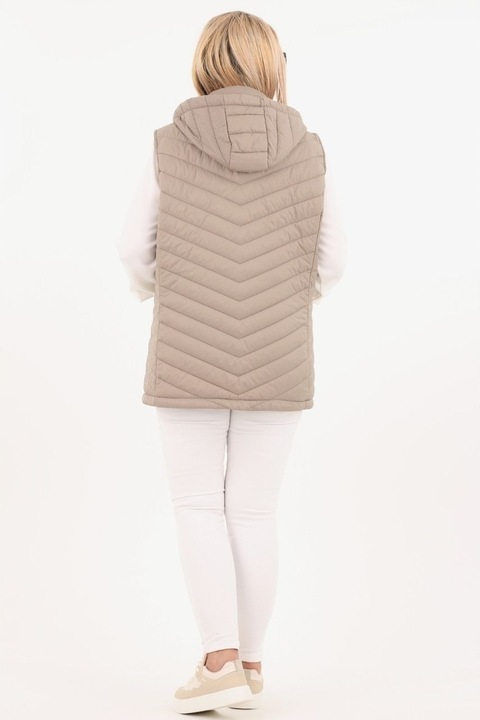 KAMIZELKA PIKOWANA DAMSKA PRZEJŚCIOWA DUŻE ROZMIARY BEZRĘKAWNIK Z KAPTUREM