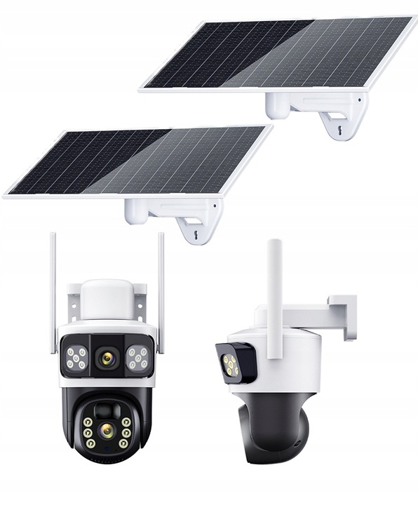 PODWÓJNA KAMERA SOLARNA 2W1 NA KARTE SIM 4G LTE ZEWNĘTRZNA OBROTOWA GSM