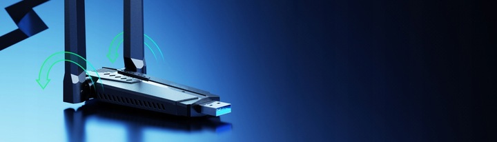 Adapter Karta Sieciowa WiFi na USB z Antenami Tri-Band 2.4GHz 5GHz 6GHz