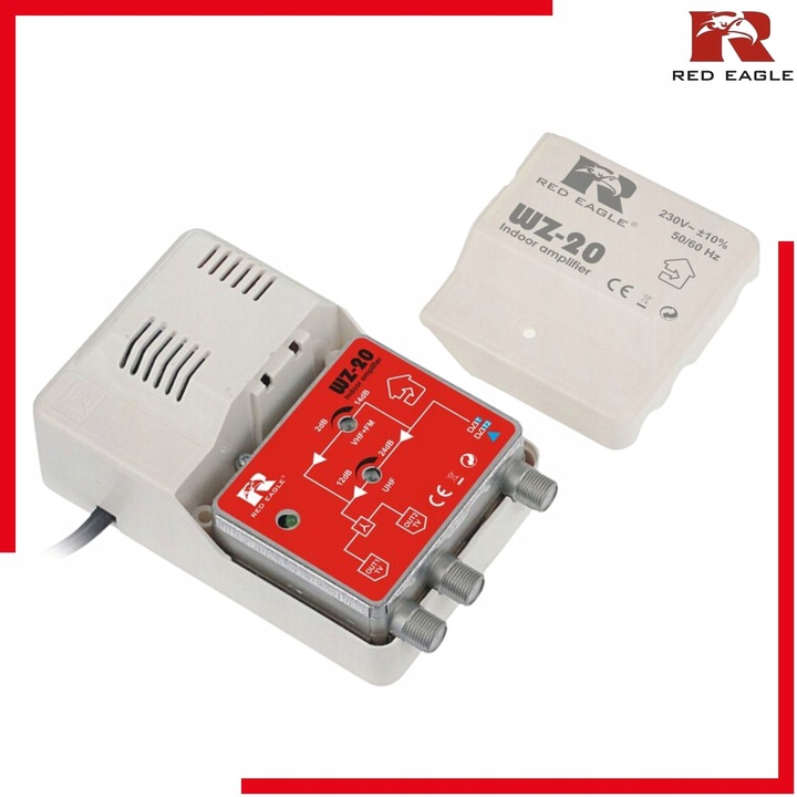 WZMACNIACZ SYGNAŁU TV DVB-T VHF UHF RED EAGLE WZ-20 DO ANTENY