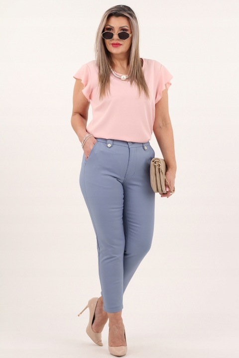 SPODNIE DAMSKIE CYGARETKI BAWEŁNIANE ELEGANCKIE NA GUMCE DUŻE ROZMIARY