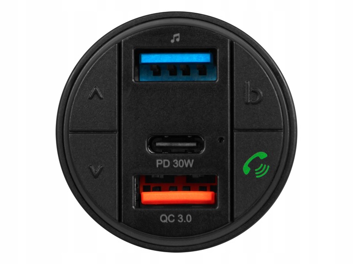 TRANSMITER FM ŁADOWARKA BLUETOOTH BT USB TYP-C QC 3.0 + PD 30W BASS