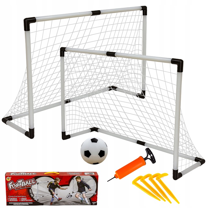 Zestaw 2 BRAMKI Do Gry W Piłkę Nożną Z Siatką Do Złożenia Pompka Igła