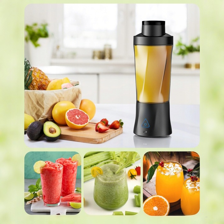 BLENDER KIELICHOWY DO SMOOTHIE KOKTAJLI RĘCZNY Bezprzewodowy USB PRZENOŚNY