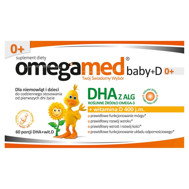OMEGAMED BABY+D OMEGA 3 ORAZ WITAMINA D DLA NIEMOWLĄT KAPSUŁKI 60 KAPS.