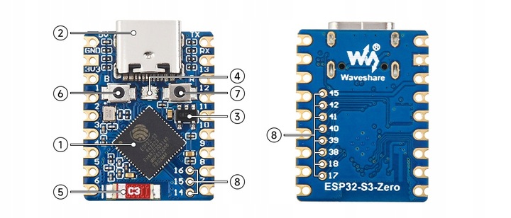 ESP32-S3 Mini ESP32-S3FH4R2 Dual-Core Processor, 240MHz ESP32-S3-Zero