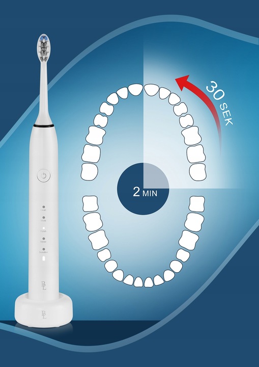 Szczoteczka soniczna do zębów 84tys r/min 5 Tryb 4 Końcówki INDUKCJA BIAŁA