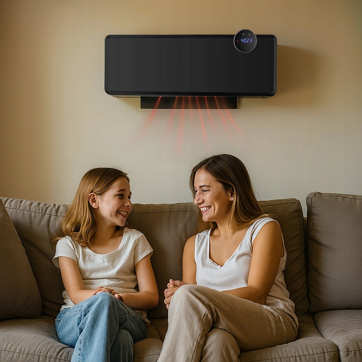 Kurtyna powietrzna szklana GlassAir 2000W grzejnik elektryczny WiFi