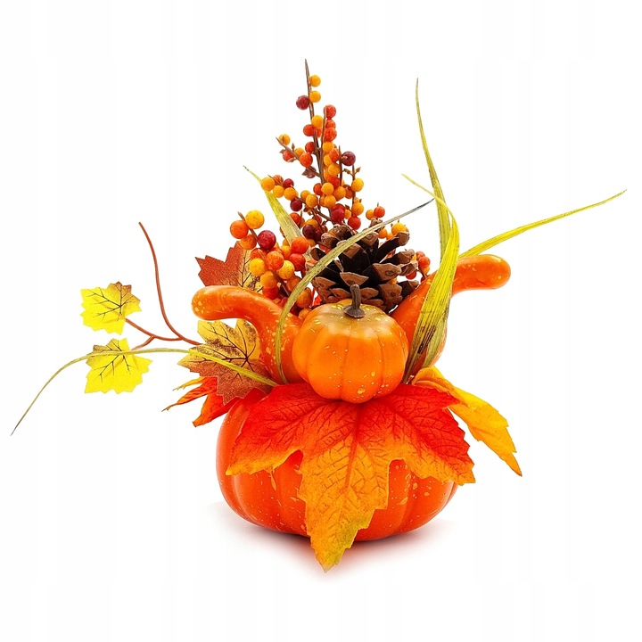 STROIK JESIENNY DYNIA Z KWIATAMI JESIENNA DEKORACJA STROIK NA STÓŁ